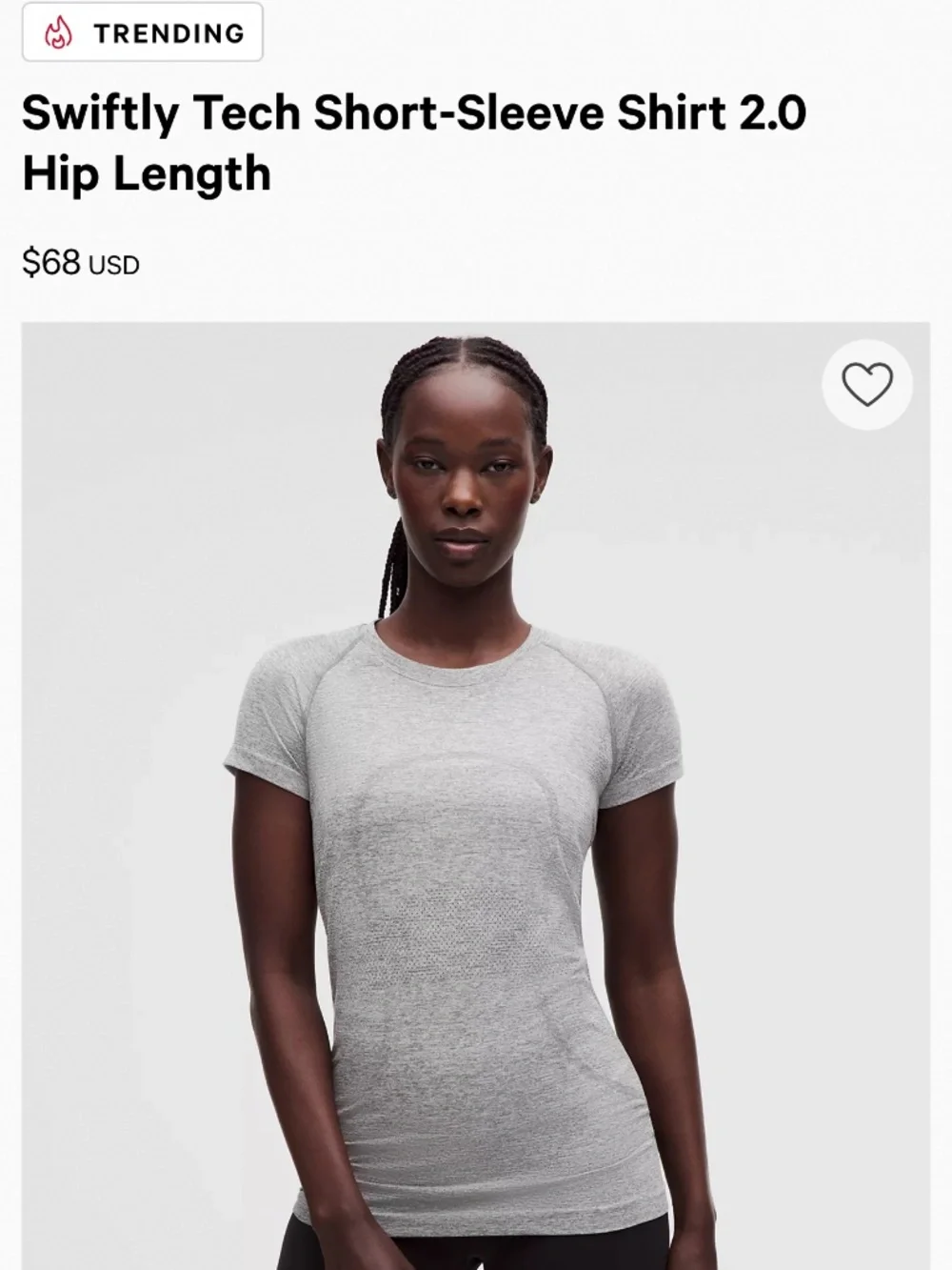 Lululemon Swiftly Tech Short Sleeve 2.0 Size 14 Gray